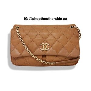 Chanel Wild Stitch Matelasse Dbl Chain Flap Brown